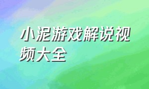 小泥游戏解说视频大全