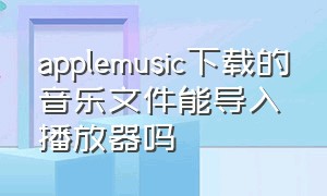 applemusic下载的音乐文件能导入播放器吗