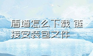 盾墙怎么下载 链接安装包文件