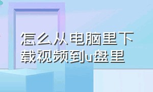 怎么从电脑里下载视频到u盘里