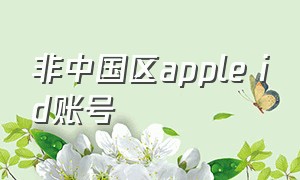 非中国区apple id账号