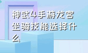 神武4手游龙宫坐骑技能选择什么