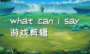 what can i say游戏剪辑