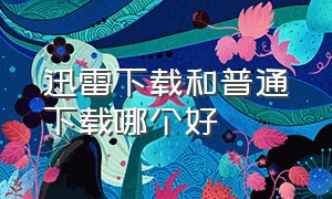 迅雷下载和普通下载哪个好