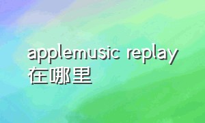 applemusic replay在哪里