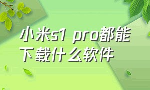 小米s1 pro都能下载什么软件