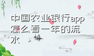 中国农业银行app怎么看一年的流水