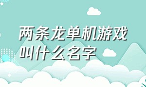 两条龙单机游戏叫什么名字