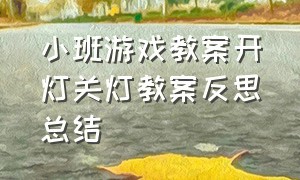 小班游戏教案开灯关灯教案反思总结