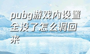 pubg游戏内设置全没了怎么调回来