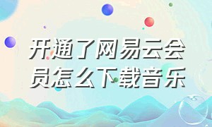 开通了网易云会员怎么下载音乐