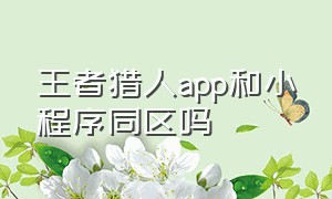 王者猎人app和小程序同区吗