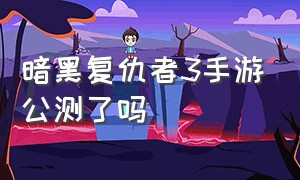 暗黑复仇者3手游公测了吗