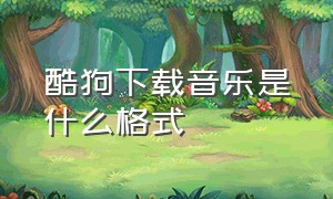 酷狗下载音乐是什么格式