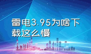 雷电3.95为啥下载这么慢