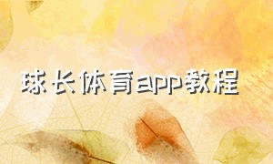 球长体育app教程