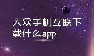 大众手机互联下载什么app