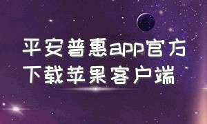 平安普惠app官方下载苹果客户端