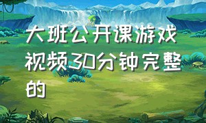 大班公开课游戏视频30分钟完整的