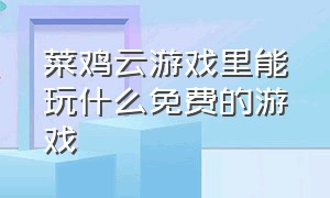 菜鸡云游戏里能玩什么免费的游戏