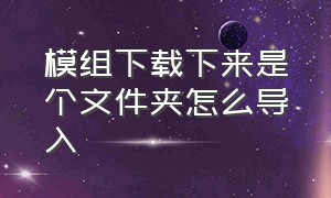 模组下载下来是个文件夹怎么导入