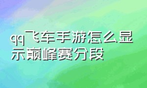 qq飞车手游怎么显示巅峰赛分段