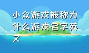 小众游戏被称为什么游戏名字英文