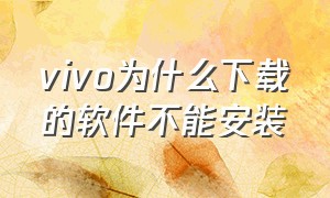 vivo为什么下载的软件不能安装