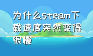 为什么steam下载速度突然变得很慢