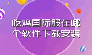 吃鸡国际服在哪个软件下载安装