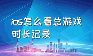 ios怎么看总游戏时长记录