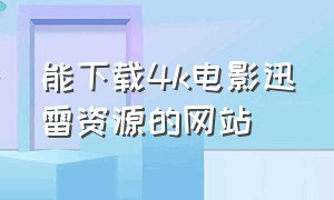 能下载4k电影迅雷资源的网站