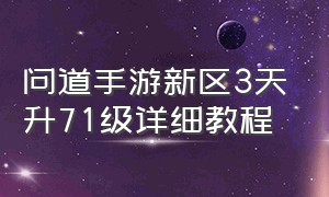 问道手游新区3天升71级详细教程