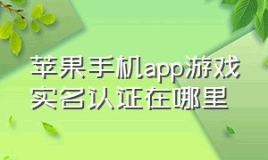 苹果手机app游戏实名认证在哪里