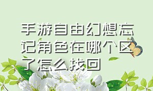 手游自由幻想忘记角色在哪个区了怎么找回