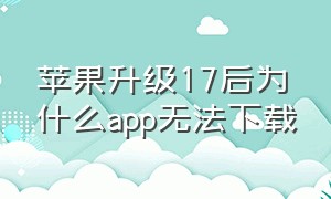 苹果升级17后为什么app无法下载