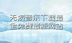 无损音乐下载最全免费最新网站