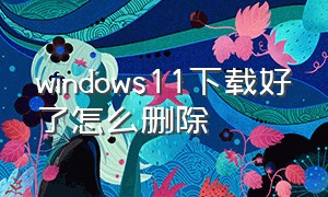 windows11下载好了怎么删除