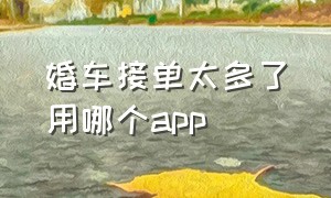 婚车接单太多了用哪个app