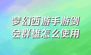 梦幻西游手游剑会群雄怎么使用