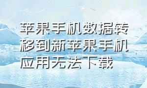 苹果手机数据转移到新苹果手机应用无法下载