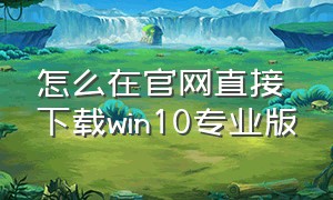 怎么在官网直接下载win10专业版