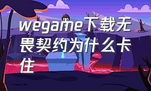 wegame下载无畏契约为什么卡住