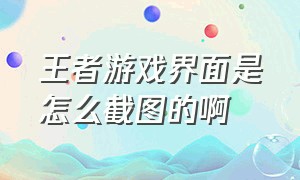 王者游戏界面是怎么截图的啊