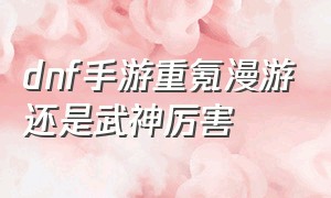 dnf手游重氪漫游还是武神厉害