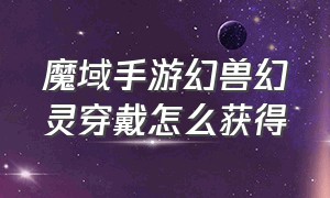 魔域手游幻兽幻灵穿戴怎么获得