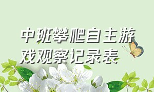 中班攀爬自主游戏观察记录表