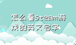 怎么看steam游戏的英文名字