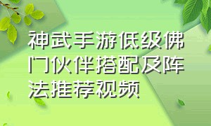 神武手游低级佛门伙伴搭配及阵法推荐视频