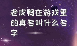 老皮鸭在游戏里的真名叫什么名字